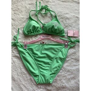 Juicy Couture Butterfly Rhinestone Bikini Set Ladies Women’s Sz L Green Mint